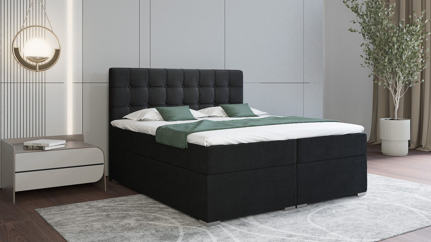 Deine Möbel 24 Boxspringbett MAGIC Komplettbett Polsterbett inkl. Bonellfederkernmatratzen H3 (Ehebett Bett inkl. Matratzen H3 oder H4 zur Auswahl), 120x200 140x200 160x200 180x200 200x200 inkl. Bettkästen und Topper von Deine Möbel 24