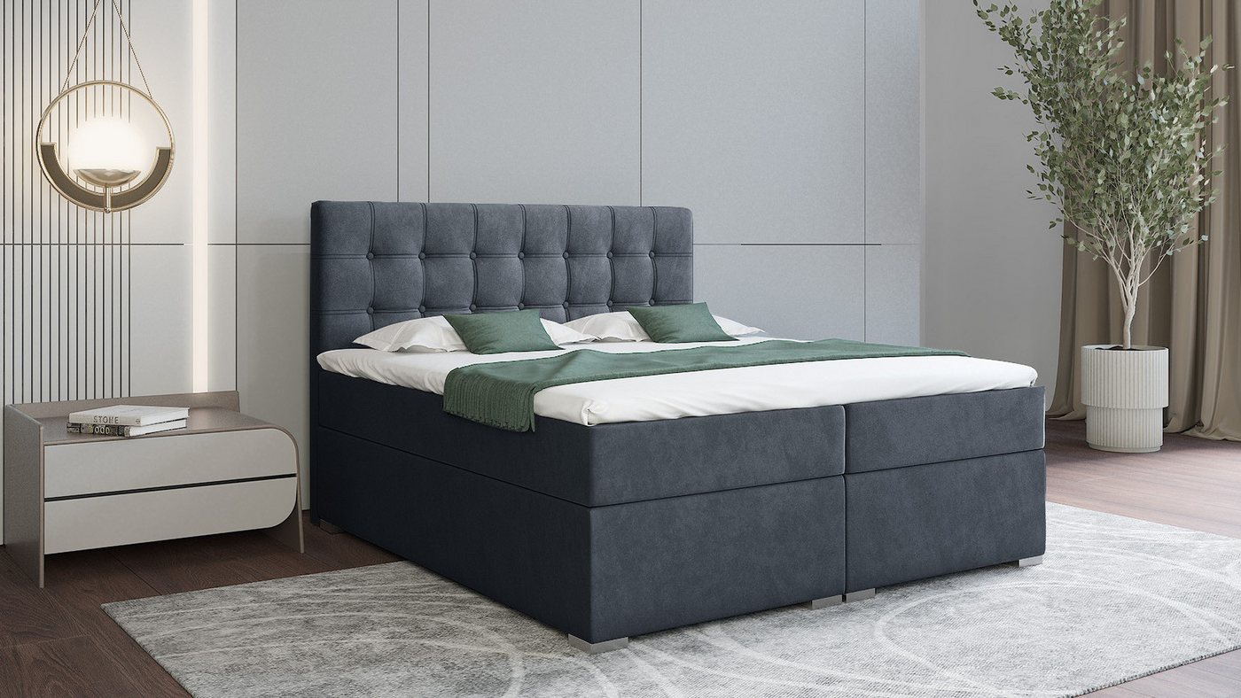 Deine Möbel 24 Boxspringbett MAGIC Komplettbett Polsterbett inkl. Bonellfederkernmatratzen H3 (Ehebett Bett inkl. Matratzen H3 oder H4 zur Auswahl), 120x200 140x200 160x200 180x200 200x200 inkl. Bettkästen und Topper von Deine Möbel 24