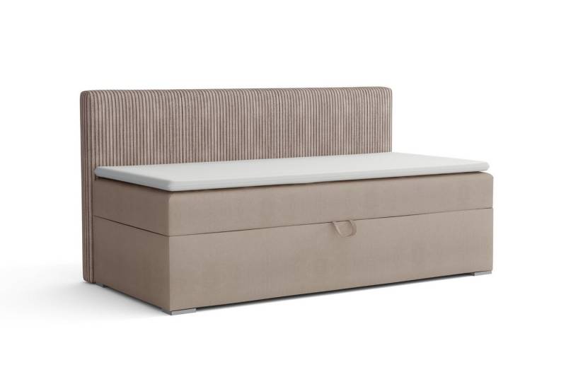 Deine Möbel 24 Boxspringbett MATI BIS Daybett Tagesbett Schlafsofa Couch Jugendsofa Stauraumbett (mit Schlaffunktion Bettkasten Einzelbett Polsterbett Matratze H3 H4, 3-St., mit Schlaffunktion und Bettkasten Stauraumbett Jugendsofa), 90x200 100x200 Schwarz Grau Rosa Beige Anthrazit Cord Velour von Deine Möbel 24