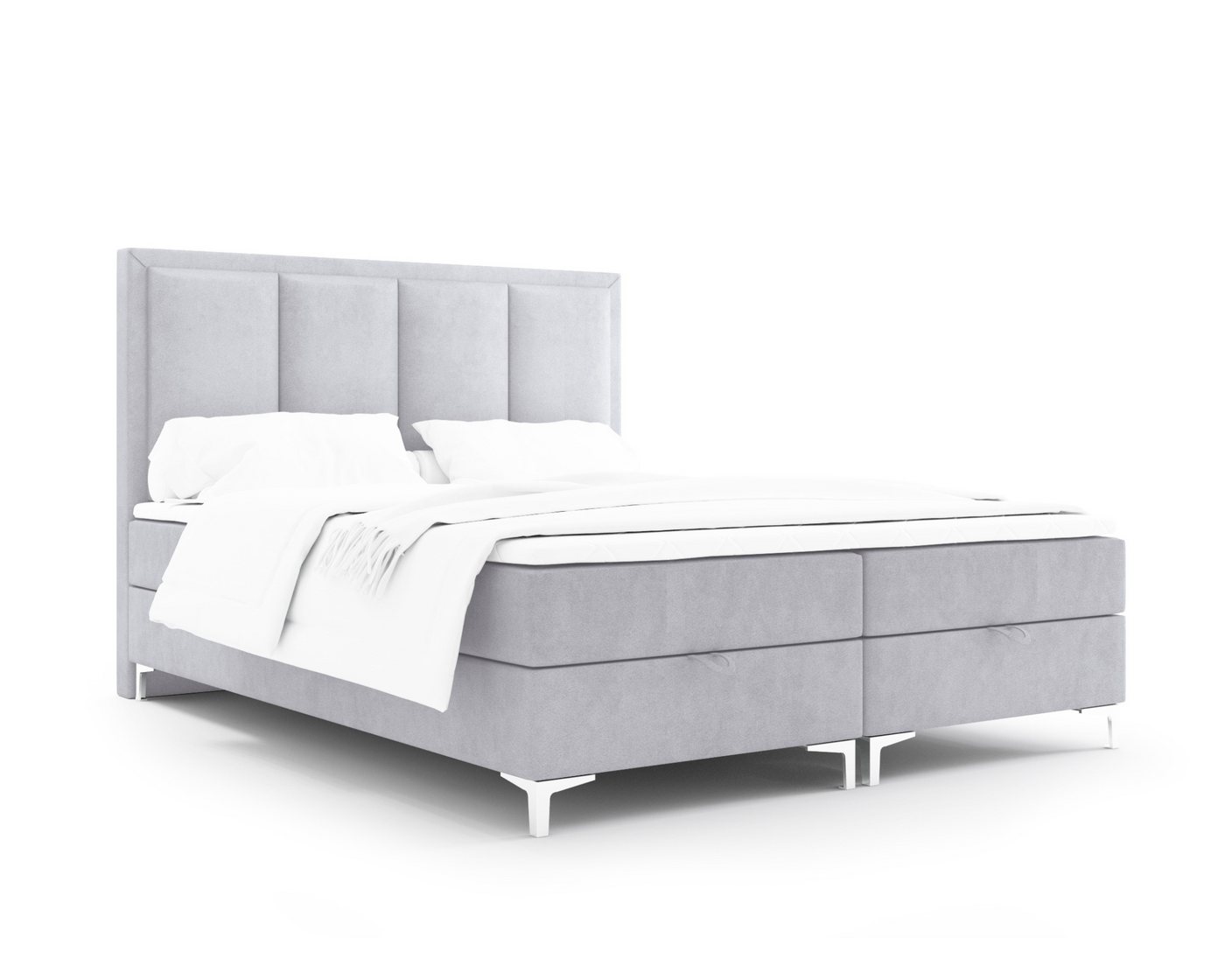 Deine Möbel 24 Boxspringbett MEG Komplettbett Polsterbett inkl. Bonellfederkernmatratzen H3 (Ehebett Bett inkl. Matratzen H3 oder H4 zur Auswahl, Bettkasten von vorne zu öffnen), Boxbett 140x200 160x200 180x200 inkl. Bettkasten und Topper von Deine Möbel 24