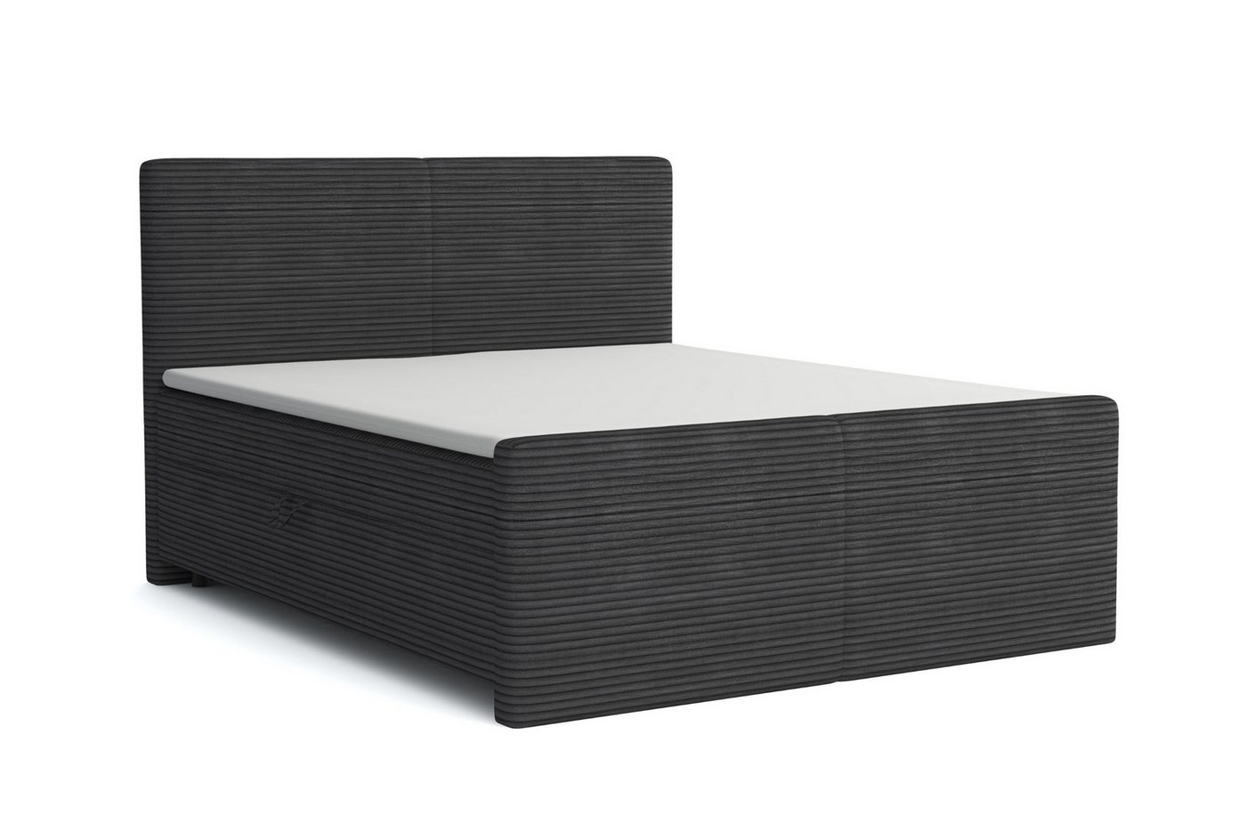 Deine Möbel 24 Boxspringbett MIDI Boxspring Komplettbett Polsterbett (Beige Hellgrau Grau Dunkelgrau Anthrazit Graphit Schwarz, 4-St., Matratzen H3 / H4 optional), 120x200 140x200 160x200 180x200 200x200 Cord Cord-Stoff von Deine Möbel 24