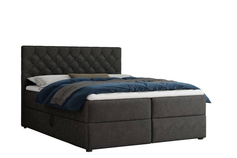 Deine Möbel 24 Boxspringbett MIRAMI Boxbett Polsterbett Komplettbett (Set, 3-St., inkl. Bonellfederkern-Matratzen H3 Matratzen H4 optional), 120x200 140x200 160x200 180x200 200x200 inkl. Topper Bettkasten von Deine Möbel 24