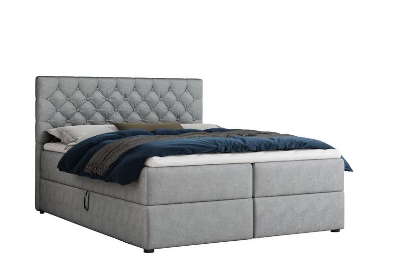 Deine Möbel 24 Boxspringbett MIRAMI Boxbett Polsterbett Komplettbett (Set, 3-St., inkl. Bonellfederkern-Matratzen H3 Matratzen H4 optional), 120x200 140x200 160x200 180x200 200x200 inkl. Topper Bettkasten von Deine Möbel 24