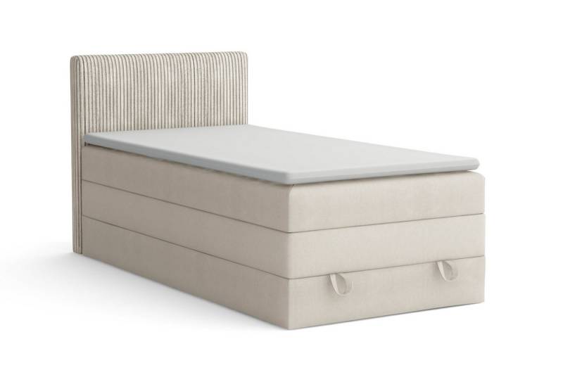 Deine Möbel 24 Boxspringbett ORO Boxbett Einzelbett Polsterbett Jugendbett (Beige Hellgrau Grau Anthrazit Schwarz, 3-St., Bonellfederkernmatratze H3 Taschenfederkernmatratze H4), 90x200 100x200 Veloursstoff von Deine Möbel 24