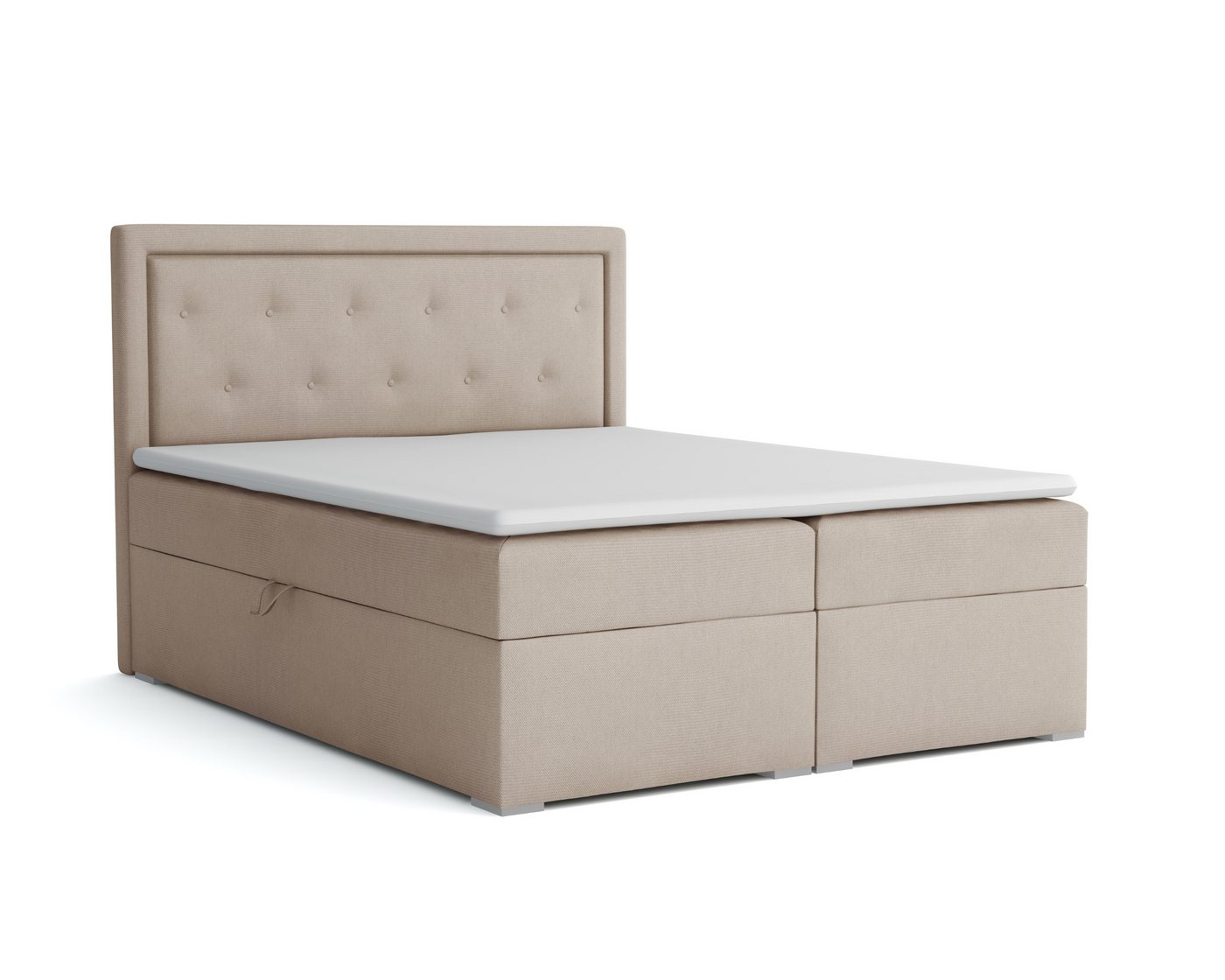 Deine Möbel 24 Boxspringbett PABLO Boxspring Komplettbett Polsterbett Bonellfederkernmatratzen H3 (120x200 140x200 160x200 180x200 200x200 Komplettbett Boxspring), inkl. Topper aus Kaltschaum inkl. Matratzen H3 / H4 zur Auswahl von Deine Möbel 24