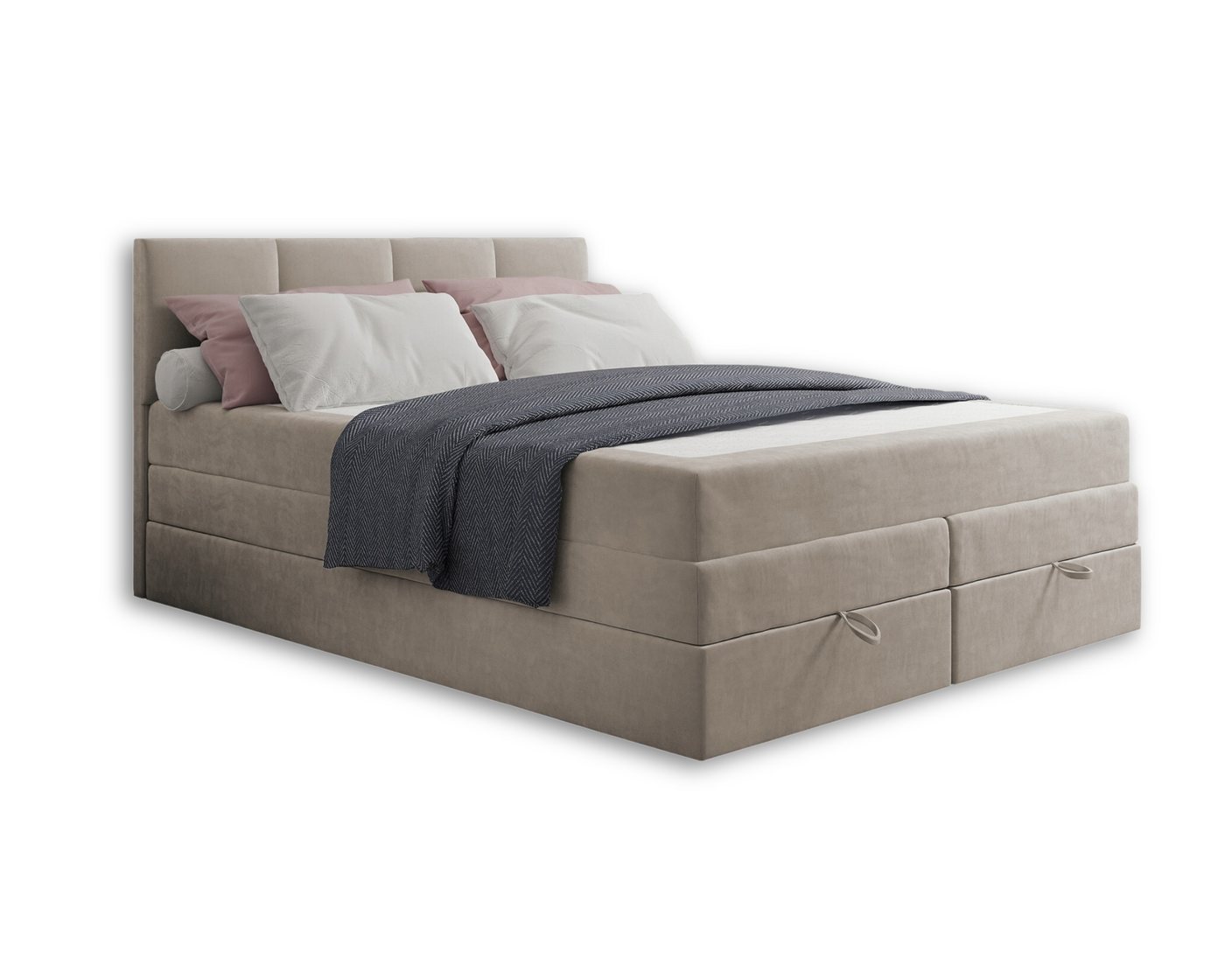 Deine Möbel 24 Boxspringbett PRADO Polsterbett Komplettbett in Velours H3+H3 inkl. Topper (Set Grau Hellgrau Schwarz Beige Dunkelgrau Anthrazit, 4-St., 2 Bonellfederkernmatratzen H3 + 1 Taschenfederkenmatratze H3/H3), 140x200 160x200 180x200 200x200 Deine Möbel 24 Boxspringbett PRADO Polsterbett Komplettbett in Velours H3+H3 inkl. Topper (Set Grau Hellgrau Schwarz Beige Dunkelgrau Anthrazit, 4-St., 2 Bonellfederkernmatratzen H3 + 1 Taschenfederkenmatratze H3/H3), 140x200 160x200 180x200 200x200 von Deine Möbel 24