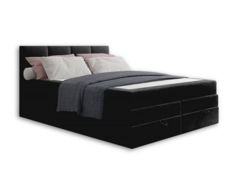 Deine Möbel 24 Boxspringbett PRADO Polsterbett Komplettbett in Velours H3+H3 inkl. Topper (Set Grau Hellgrau Schwarz Beige Dunkelgrau Anthrazit, 4-St., 2 Bonellfederkernmatratzen H3 + 1 Taschenfederkenmatratze H3/H3), 140x200 160x200 180x200 200x200 von Deine Möbel 24