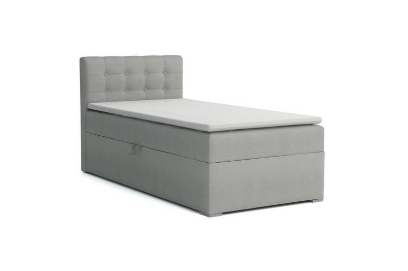 Deine Möbel 24 Boxspringbett JUNG 3 Polsterbett Jungendbett inkl. Matratzen H3 / H4 inkl. Topper (Boxbett für Jugendliche Creme Grau Beige Hellgrau Dunkegrau Anthrazit Schwarz, 3-St., Bonellfederkernmatratze H3 Taschenfederkernmatratze H4), 90x200 100x200 Veloursstoff Einzelbett Boxspring Hotelbett von Deine Möbel 24