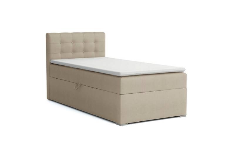Deine Möbel 24 Boxspringbett JUNG 3 Polsterbett Jungendbett inkl. Matratzen H3 / H4 inkl. Topper (Boxbett für Jugendliche Creme Grau Beige Hellgrau Dunkegrau Anthrazit Schwarz, 3-St., Bonellfederkernmatratze H3 Taschenfederkernmatratze H4), 90x200 100x200 Veloursstoff Einzelbett Boxspring Hotelbett von Deine Möbel 24