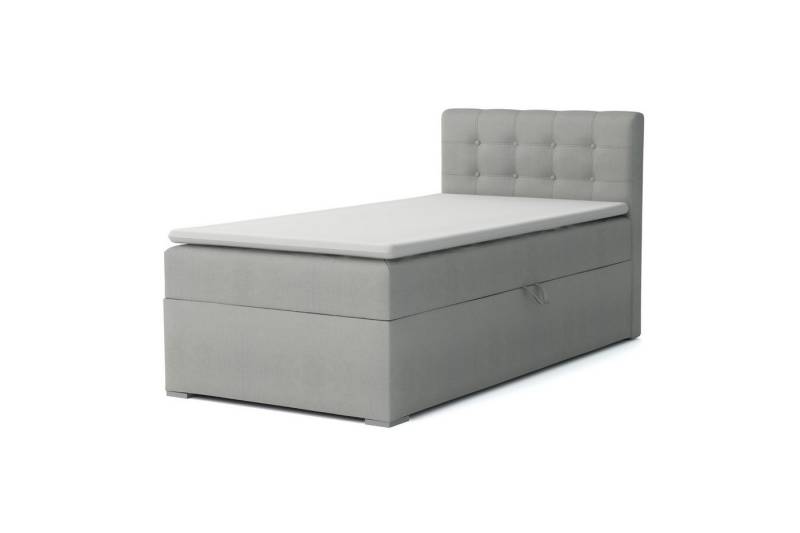 Deine Möbel 24 Boxspringbett JUNG 3 Polsterbett Jungendbett inkl. Matratzen H3 / H4 inkl. Topper (Boxbett für Jugendliche Creme Grau Beige Hellgrau Dunkegrau Anthrazit Schwarz, 3-St., Bonellfederkernmatratze H3 Taschenfederkernmatratze H4), 90x200 100x200 Veloursstoff Einzelbett Boxspring Hotelbett von Deine Möbel 24