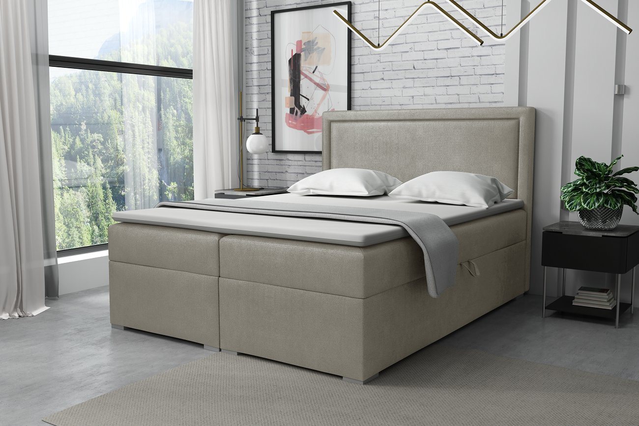 Deine Möbel 24 Boxspringbett Polsterbett Komplettbett DREAM inkl. Matratzen, Topper und Bettkästen (Matratzen H3 / H4 zur Auswahl, inkl. Bonellfederkernmatratzen H3 oder Taschenfederkernmatratzen H4), 120x200 140x200 160x200 180x200 200x200 inkl. Stauraum von Deine Möbel 24