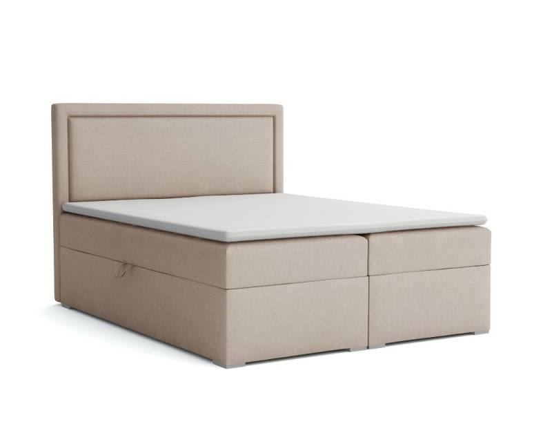 Deine Möbel 24 Boxspringbett Polsterbett Komplettbett DREAM inkl. Matratzen, Topper und Bettkästen (Matratzen H3 / H4 zur Auswahl Grau Schwarz Beige Anthrazit Hellgrau, inkl. Bonellfederkernmatratzen H3 oder Taschenfederkernmatratzen H4), 120x200 140x200 160x200 180x200 200x200 inkl. Stauraum von Deine Möbel 24