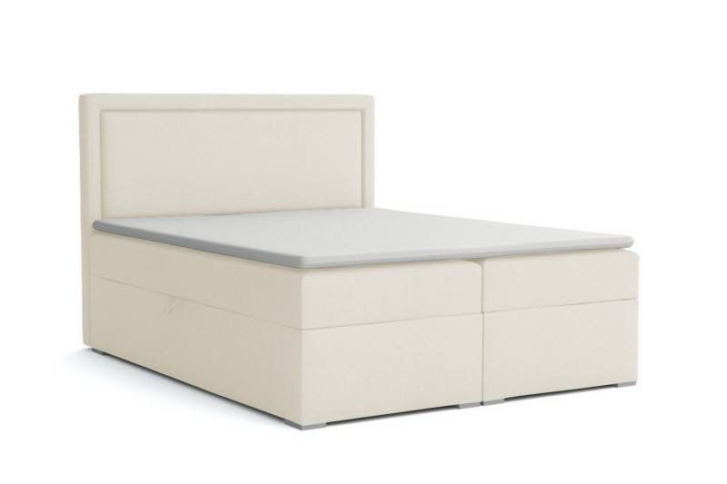 Deine Möbel 24 Boxspringbett Polsterbett Komplettbett DREAM inkl. Matratzen, Topper und Bettkästen (Matratzen H3 oder H4, Farben: Creme Grau Schwarz Beige Anthrazit Hellgrau, 1-St., inkl. Bonellfederkernmatratzen H3 oder Taschenfederkernmatratzen H4), 120x200 140x200 160x200 180x200 200x200 inkl. Stauraum von Deine Möbel 24
