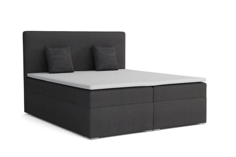 Deine Möbel 24 Boxspringbett BASIC Boxbet Polsterbett Komplettbett Hotelbett (Ehebett Bett inkl. Matratzen H3 oder H4 zur Auswahl, 3-St., Boxbett Beige Hellgrau Grau Dunkelgrau Anthrazit Schwarz), 120x200 140x200 160x200 180x200 200x200 inkl. Bettkasten und Topper von Deine Möbel 24