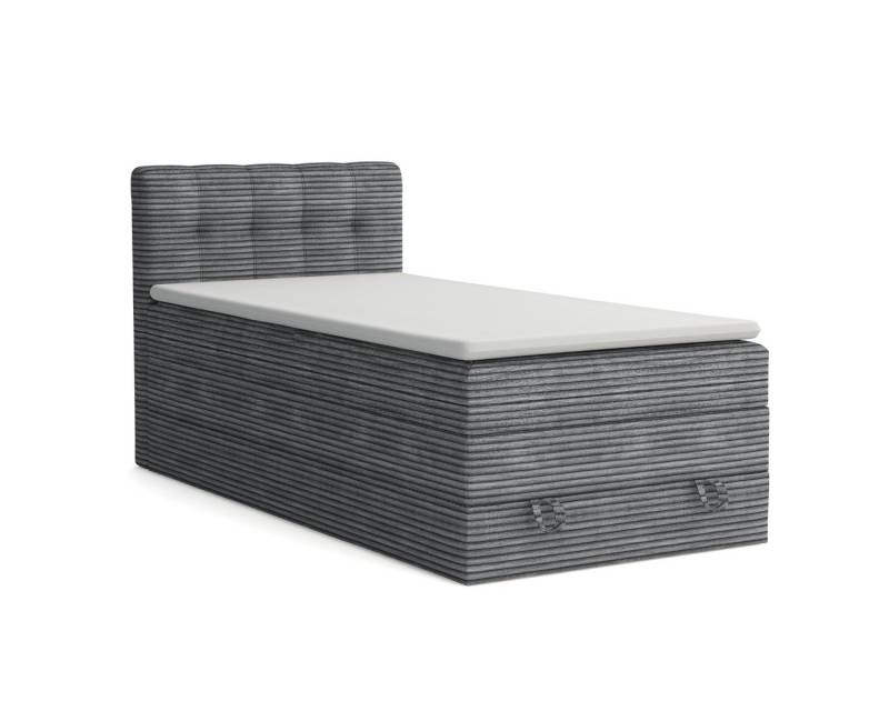 Deine Möbel 24 Boxspringbett JUNG 2 Polsterbett Komplettbett Hotelbett Cord-Stoff inkl. Topper (für Jugendliche Jugendbett Cord Beige Creme Grau Schwarz Anthrazit, 3-St., Bonellfederkernmatratze H3 Taschenfederkernmatratze H4), 90x200 100x200 120 cm Einzelbett Boxspring Hotelbett Veloursstoff von Deine Möbel 24