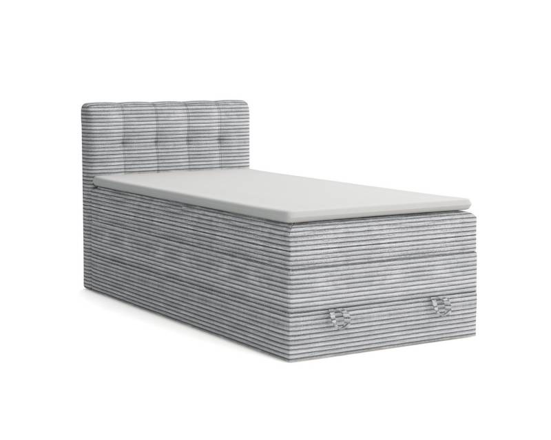 Deine Möbel 24 Boxspringbett JUNG 2 Polsterbett Komplettbett Hotelbett Cord-Stoff inkl. Topper (für Jugendliche Jugendbett Cord Beige Creme Grau Schwarz Anthrazit, 3-St., Bonellfederkernmatratze H3 Taschenfederkernmatratze H4), 90x200 100x200 120 cm Einzelbett Boxspring Hotelbett Veloursstoff von Deine Möbel 24