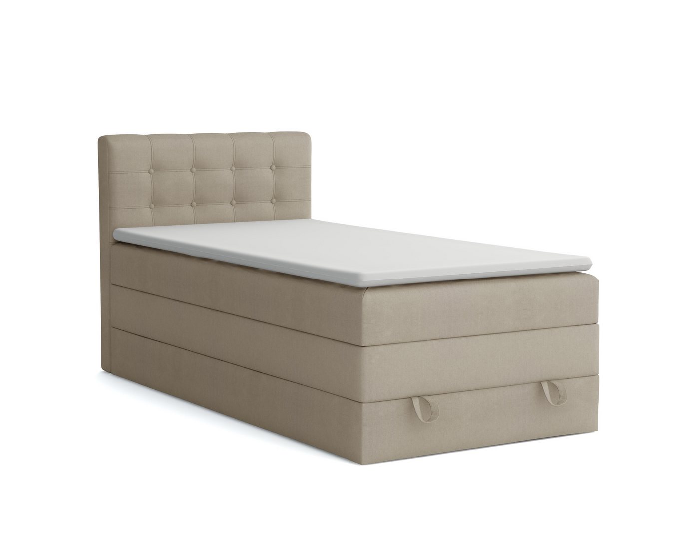 Deine Möbel 24 Boxspringbett Polsterbett Komplettbett Hotelbett JUNG 1 inkl. Topper (für Jugendliche Jugendbett, Bonellfederkernmatratze H3 Taschenfederkernmatratze H4), 90x200 100x200 120 cm Einzelbett Boxspring Hotelbett Veloursstoff von Deine Möbel 24