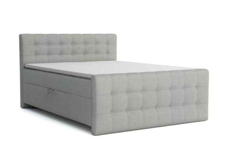 Deine Möbel 24 Boxspringbett REEL Boxspring Komplettbett Polsterbett Boxbett (Grau Hellgrau Anthrazit Graphit Beige Schwarz, 4-St., Matratzen H3 / H4 optional), 120x200 140x200 160x200 180x200 200x200 von Deine Möbel 24