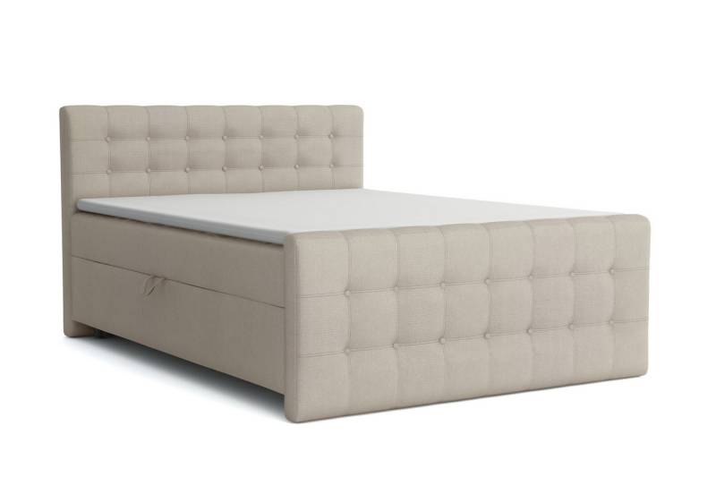 Deine Möbel 24 Boxspringbett REEL Boxspring Komplettbett Polsterbett Boxbett (Grau Hellgrau Anthrazit Graphit Beige Schwarz, 4-St., Matratzen H3 / H4 optional), 120x200 140x200 160x200 180x200 200x200 von Deine Möbel 24