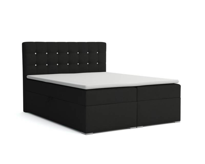 Deine Möbel 24 Boxspringbett ROSE Boxbett Komplettbett inkl. Bonellfederkernmatratzen H3 (Taschenfederkernmatratzen 7 Zonen H4 optional, Polsterbett Ehebett Bett mit Strass Strasssteinen, 3-St., Polsterbett Beige Grau Hellgrau Dunkelgrau Schwarz Graphit Anthrazit), Topper Bettkästen 120x200 140x200 160x200 180x200 200x200 Velour Samt von Deine Möbel 24