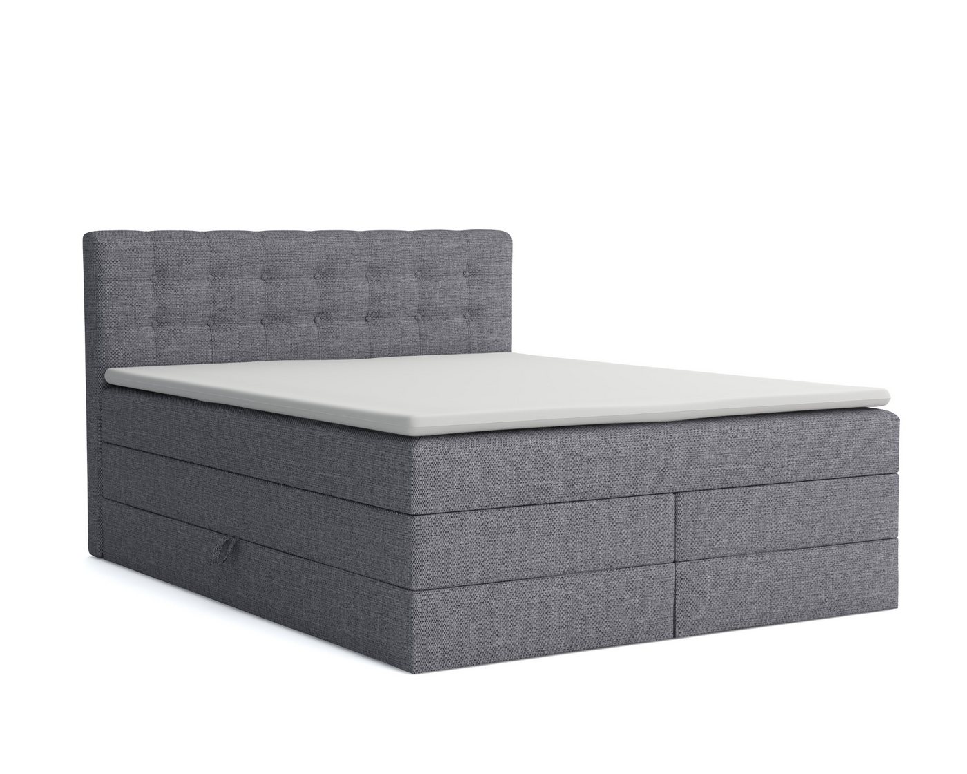 Deine Möbel 24 Boxspringbett SANTE Echtes Boxspringbett Polsterbett Komplettbett inkl. Topper (2 Bonellfederkernmatratzen H3 + 1 Taschenfederkenmatratze H3/H4), 140x200 160x200 180x200 200x200 inkl. Bettkasten von Deine Möbel 24