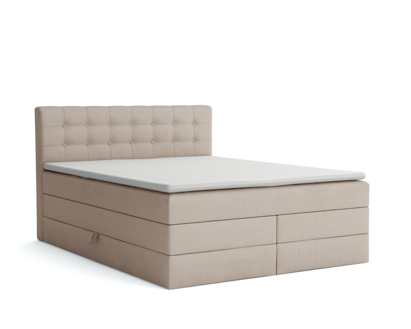 Deine Möbel 24 Boxspringbett SANTE Echtes Boxspringbett Polsterbett Komplettbett inkl. Topper (2 Bonellfederkernmatratzen H3 + 1 Taschenfederkenmatratze H3/H4), 140x200 160x200 180x200 200x200 inkl. Bettkasten von Deine Möbel 24