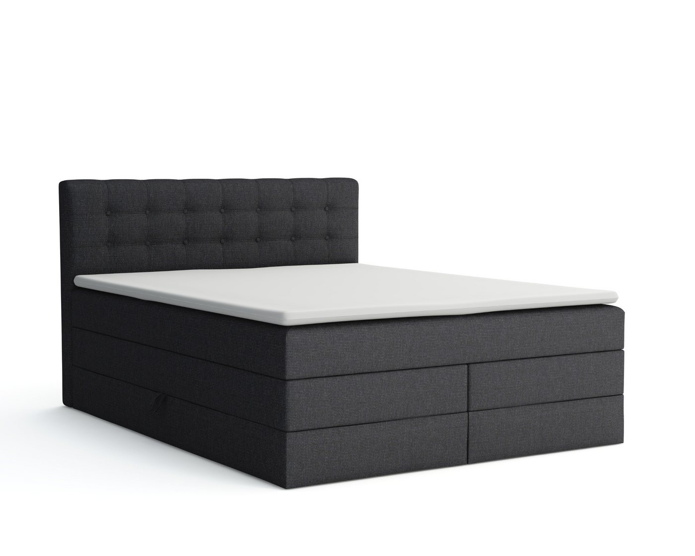 Deine Möbel 24 Boxspringbett SANTE Echtes Boxspringbett Polsterbett Komplettbett inkl. Topper (2 Bonellfederkernmatratzen H3 + 1 Taschenfederkenmatratze H3/H4), 140x200 160x200 180x200 200x200 inkl. Bettkasten von Deine Möbel 24