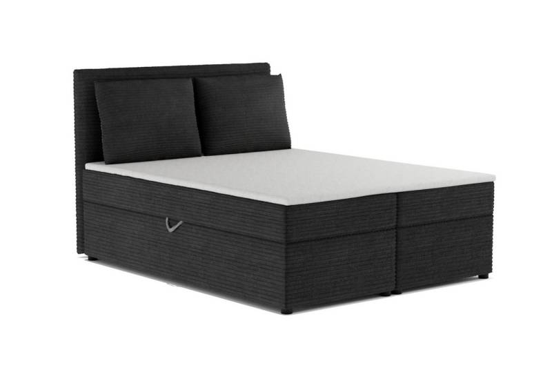 Deine Möbel 24 Boxspringbett TAMI Boxbett Polsterbett Komplettbett Bonellfederkernmatratzen H3 (Taschenfederkernmatratzen 7 Zonen H4 optional Grau Hellgrau Schwarz Anthrazit Beige Creme Velour, 3-St., Ehebett Bett mit Topper und Bettkästen, Matratzen H3 / H4), mit Topper, mit Bettkästen, 120x200 140x200 160x200 180x200 200x200 von Deine Möbel 24