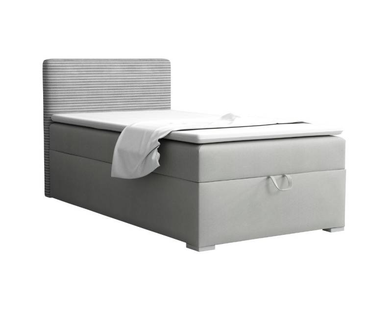 Deine Möbel 24 Boxspringbett TEEN 1 Bett für Teenager Jugend Jugendbett Einzelbett (Jugendzimmer Beige Grau Hellgrau Grau Anthrazit Schwarz, 3-St., Bonellfederkern-Matratze H3 Taschenfederkern-Matratze H4), 90x200 100x200 Polsterbett Velours Cord Kord von Deine Möbel 24