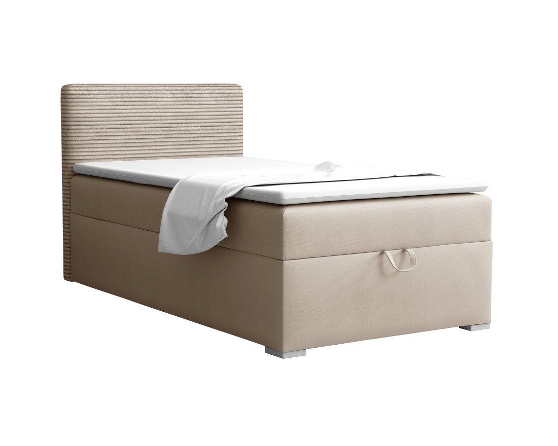 Deine Möbel 24 Boxspringbett TEEN 1 Bett für Teenager Jugend Jugendbett Einzelbett (Jugendzimmer Beige Grau Hellgrau Grau Anthrazit Schwarz, 3-St., Bonellfederkern-Matratze H3 Taschenfederkern-Matratze H4), 90x200 100x200 Polsterbett Velours Cord Kord von Deine Möbel 24