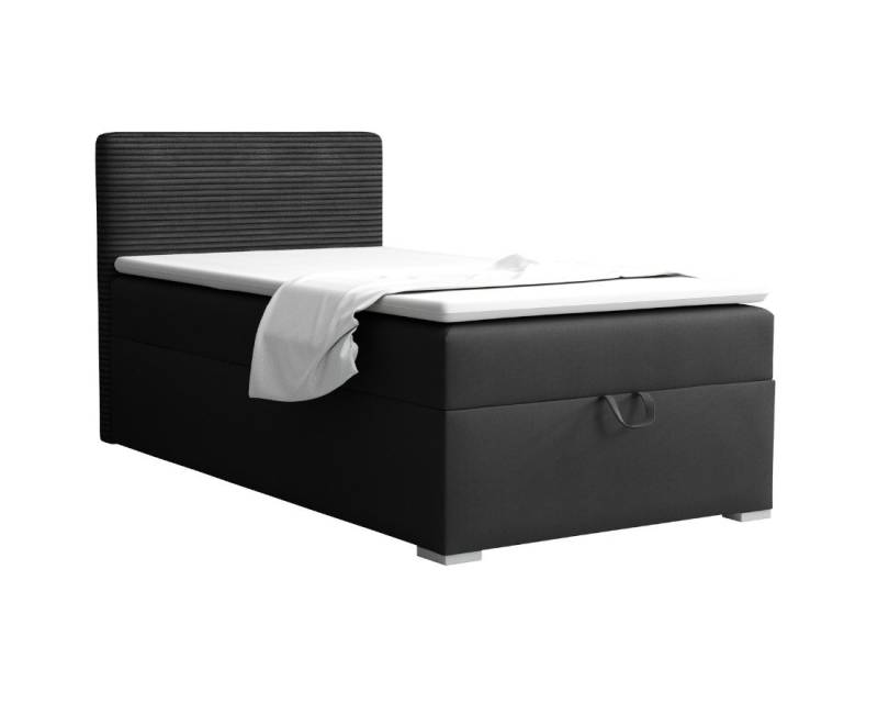 Deine Möbel 24 Boxspringbett TEEN 1 Bett für Teenager Jugend Jugendbett Einzelbett (Jugendzimmer Beige Grau Hellgrau Grau Anthrazit Schwarz, 3-St., Bonellfederkern-Matratze H3 Taschenfederkern-Matratze H4), 90x200 100x200 Polsterbett Velours Cord Kord von Deine Möbel 24