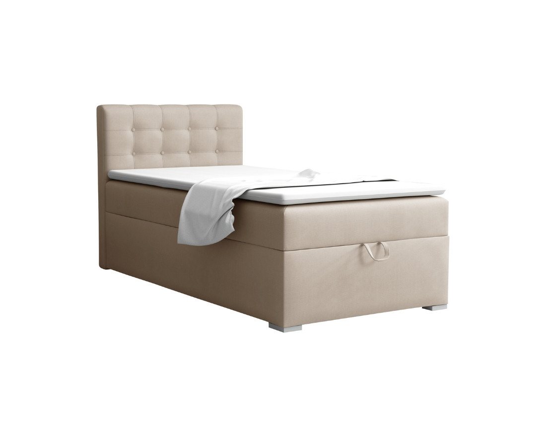 Deine Möbel 24 Boxspringbett TEEN 3 Bett für Teenager Jugend Jugendbett Einzelbett (Jugendzimmer Beige Grau Hellgrau Grau Anthrazit Schwarz, 3-St., Bonellfederkern-Matratze H3 Taschenfederkern-Matratze H4), 90x200 100x200 Polsterbett Velours von Deine Möbel 24