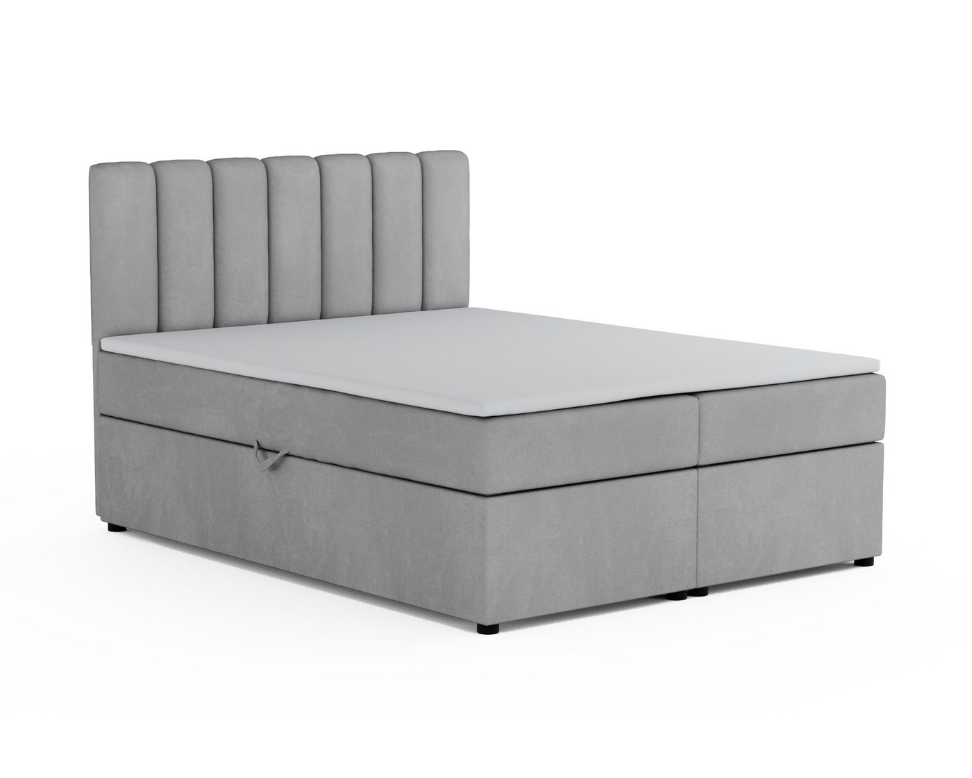 Deine Möbel 24 Boxspringbett VIKA Komplettbett Polsterbett Boxbett Bonellfederkernmatratzen H3 (Boxbett Taschenfederkern-Matratzen H4, 3-St., Matratzen H3 / H4 zur Auswahl Beige Grau Hellgrau Dunkelgrau Schwarz), inkl Topper Bettkästen, 120x200 140x200 160x200 180x200 200x200 von Deine Möbel 24
