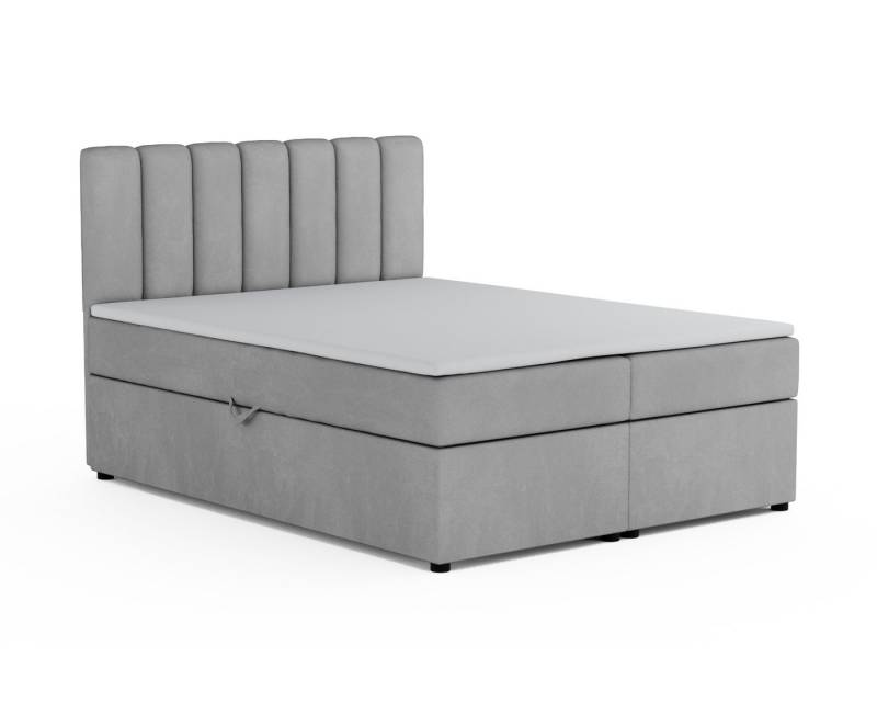Deine Möbel 24 Boxspringbett VIKA Komplettbett Polsterbett Boxbett Bonellfederkernmatratzen H3 (Boxbett Taschenfederkern-Matratzen H4, 3-St., Matratzen H3 / H4 zur Auswahl Beige Grau Hellgrau Dunkelgrau Schwarz), inkl Topper Bettkästen, 120x200 140x200 160x200 180x200 200x200 von Deine Möbel 24