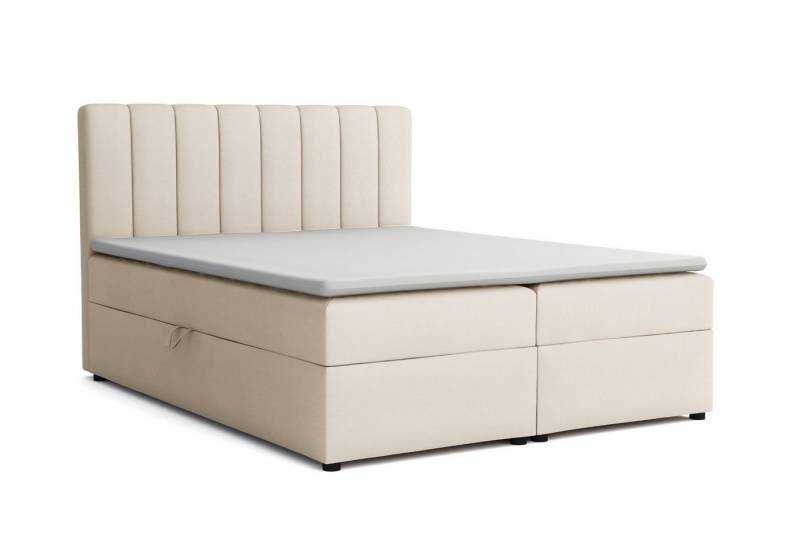 Deine Möbel 24 Boxspringbett VIKA Komplettbett Polsterbett Boxbett Bonellfederkernmatratzen H3 (Boxbett Taschenfederkern-Matratzen H4 optional, 3-St., Matratzen H3 / H4 zur Auswahl, Beige Grau Hellgrau Dunkelgrau Schwarz), inkl Topper Bettkästen, 120x200 140x200 160x200 180x200 200x200 von Deine Möbel 24