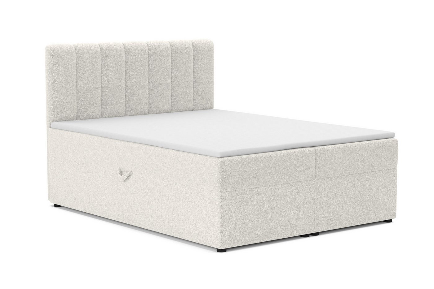 Deine Möbel 24 Boxspringbett VINCENT Polsterbett mit Bettkasten & Topper, Bouclé Stoff Bezug, (Set, 1-St., Bett in Weiß, Creme, Hellgrau, Grau, Schwarz), Größe: 120x200 140x200 160x200 180x200 200x200 von Deine Möbel 24