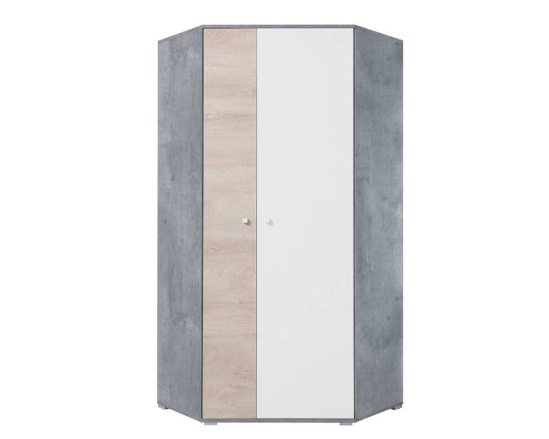 Deine Möbel 24 Eckschrank SIMON 02 Jugendmöbel Jugendzimmer Kinderzimmer (Set, 2-St., Drehtürenschrank Weiß Beton Grau Eiche) erhältlich in Weiß Lux/Beton und Beton/Weiß Lux/Eiche von Deine Möbel 24