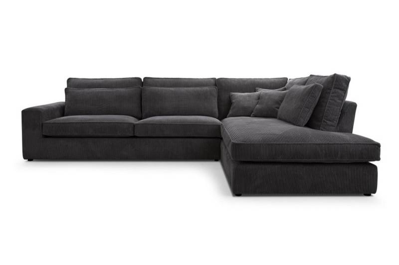 Deine Möbel 24 Ecksofa CAREN MINI Wohnlandschaft Sofa Wohnzimmer L-Couch Cord Samt, Farben: Creme Grau Schwarz 2 Teile von Deine Möbel 24