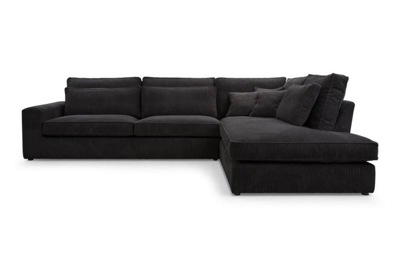 Deine Möbel 24 Ecksofa CAREN MINI Wohnlandschaft Sofa Wohnzimmer L-Couch Cord Samt, Farben: Creme Grau Schwarz 2 Teile von Deine Möbel 24