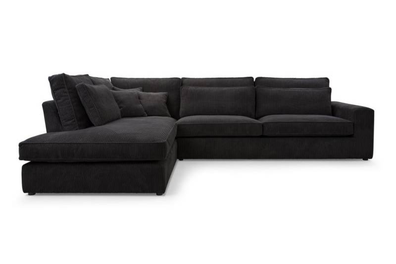 Deine Möbel 24 Ecksofa CAREN MINI Wohnlandschaft Sofa Wohnzimmer L-Couch Cord Samt, Farben: Creme Grau Schwarz 2 Teile von Deine Möbel 24