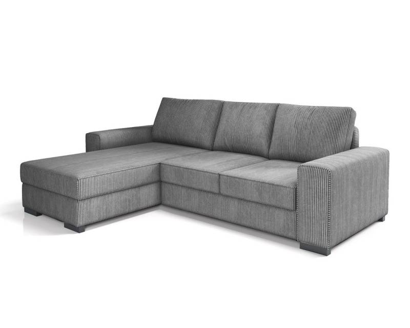 Deine Möbel 24 Ecksofa CORD - L XL MINI Kuschelsofa Sofa mit tiefer Sitzfläche Poso Cord, 270 cm 240 cm breit Grau Beige Schwarz Anthrazit 3 Teile, lose Rückenkissen waschbare Kissenbezüge Sofa in verschiedenen Farben von Deine Möbel 24