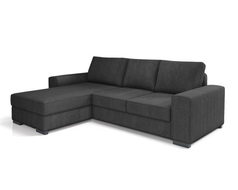 Deine Möbel 24 Ecksofa CORD - L XL MINI Kuschelsofa Sofa mit tiefer Sitzfläche Poso Cord, 270 cm 240 cm breit Grau Beige Schwarz Anthrazit 3 Teile, lose Rückenkissen waschbare Kissenbezüge Sofa in verschiedenen Farben von Deine Möbel 24