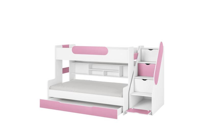 Deine Möbel 24 Funktionsbett SALLY Etagenbett für 2 Kinder mit Treppe Funktionsbett Kinderzimmer (Set, 1 tlg), mit einer großen Schublade, Praktisches Kinderbett mit Schubladen von Deine Möbel 24