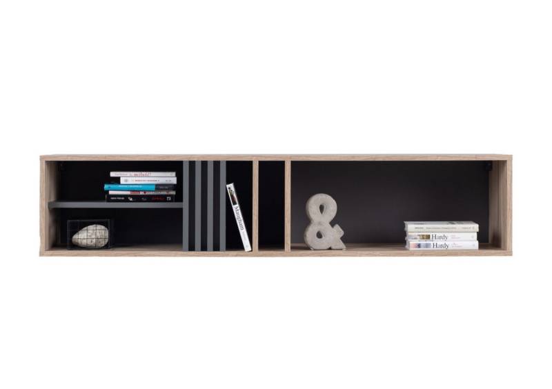 Deine Möbel 24 Hängeregal AL 11 Hängeregal 140 cm Wandregal Bücherregal, Set 1-tlg., Wohnzimmer Jugendzimmer Kinderzimmer Eiche Graphit Lamellen von Deine Möbel 24