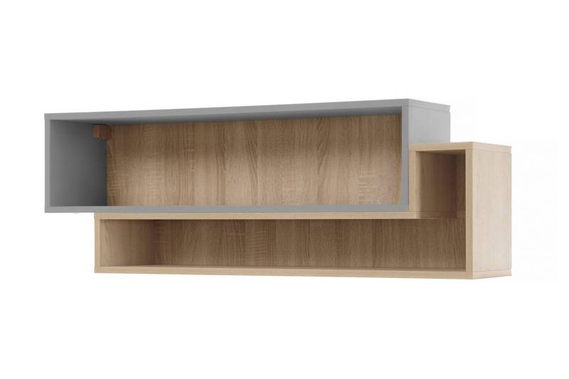 Deine Möbel 24 Hängeregal OLAF 07 Wandregal, Set 2-tlg., OLAF Kollektion Kinderzimmer Jugendzimmer Grau Eiche von Deine Möbel 24