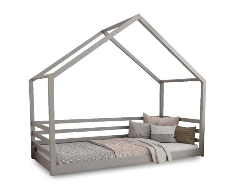 Deine Möbel 24 Hausbett Kinderbett Einzelbett COMET Weiß Grau Kiefer Beige Rosa Pink (Bett für Kinder Premium, 1-tlg., 80x160 80x180 90x190 90x200 120x200 140x200), inkl. Lattenrost von Deine Möbel 24