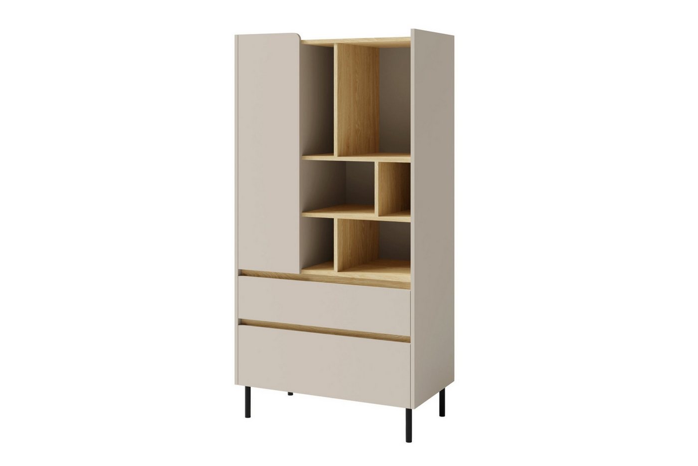 Deine Möbel 24 Hochkommode LIBU 06 Kommode Sideboard (Set, 2 St., Kinderzimmer Jugendzimmer Schlafzimmer), LIBU-Kollektion Beige Eukalyptus Eiche von Deine Möbel 24
