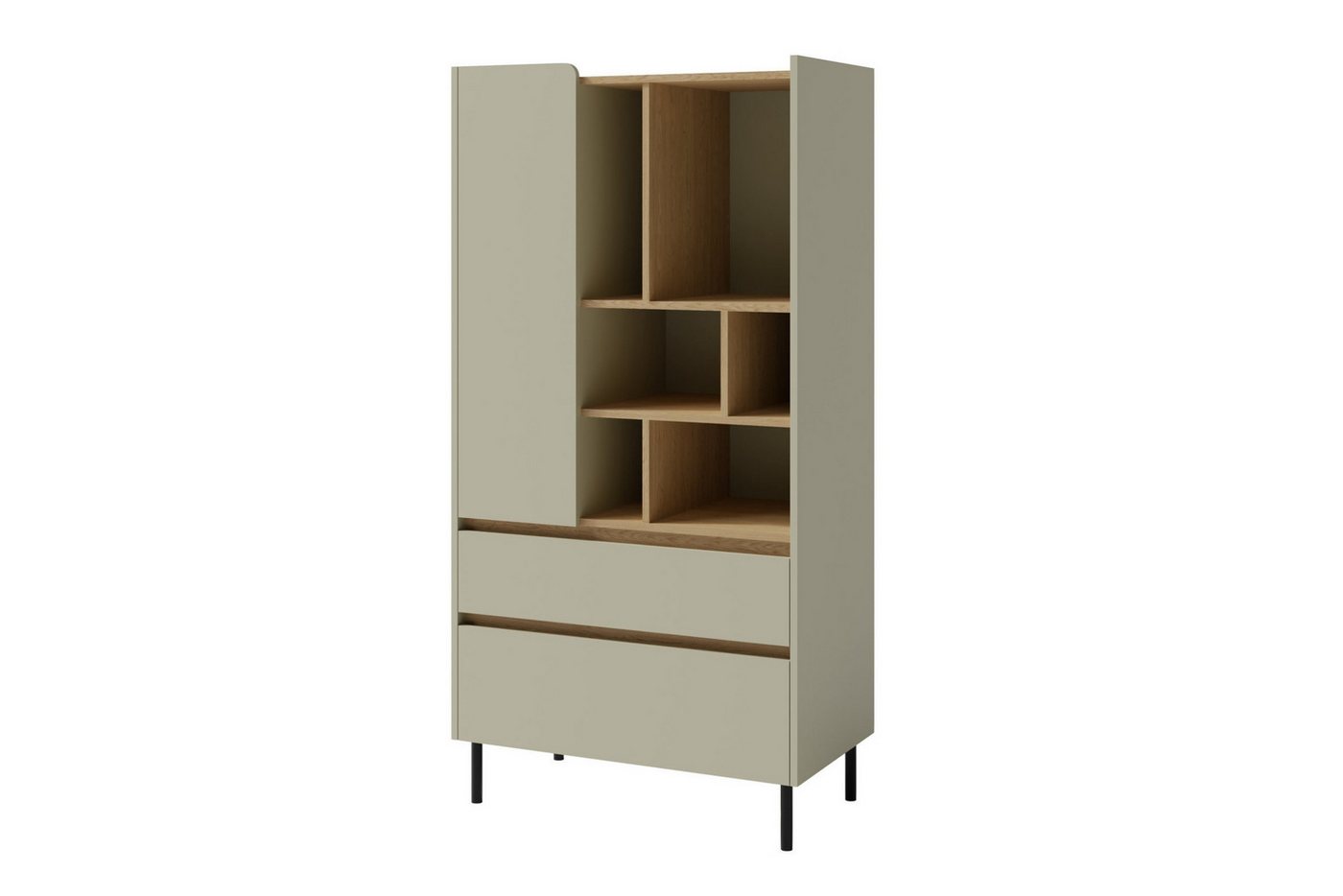 Deine Möbel 24 Hochkommode LIBU 06 Kommode Sideboard (Set, 2 St., Kinderzimmer Jugendzimmer Schlafzimmer), LIBU-Kollektion Beige Eukalyptus Eiche von Deine Möbel 24