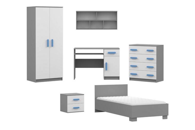 Deine Möbel 24 Jugendzimmer-Set INGE Jugendzimmer Jugendmöbel Kinderzimmer komplett 6-teilig, (Kindermöbel aus Laminatplatte, 6-tlg., Bett, Nachttisch, Schreibtisch, Hängeregal, Kleiderschrank, Kommode), Kinderzimmer Set Weiß Griffe Rosa Blau Grün Grau Weiß Sonoma Deine Möbel 24 Jugendzimmer-Set INGE Jugendzimmer Jugendmöbel Kinderzimmer komplett 6-teilig, (Kindermöbel aus Laminatplatte, 6-tlg., Bett, Nachttisch, Schreibtisch, Hängeregal, Kleiderschrank, Kommode), Kinderzimmer Set Weiß Griffe Rosa Blau Grün Grau Weiß Sonoma von Deine Möbel 24