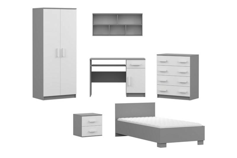 Deine Möbel 24 Jugendzimmer-Set INGE Jugendzimmer Jugendmöbel Kinderzimmer komplett 6-teilig, (Kindermöbel aus Laminatplatte, 6-tlg., Bett, Nachttisch, Schreibtisch, Hängeregal, Kleiderschrank, Kommode), Kinderzimmer Set Weiß Griffe Rosa Blau Grün Grau Weiß Sonoma Deine Möbel 24 Jugendzimmer-Set INGE Jugendzimmer Jugendmöbel Kinderzimmer komplett 6-teilig, (Kindermöbel aus Laminatplatte, 6-tlg., Bett, Nachttisch, Schreibtisch, Hängeregal, Kleiderschrank, Kommode), Kinderzimmer Set Weiß Griffe Rosa Blau Grün Grau Weiß Sonoma von Deine Möbel 24